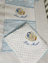 Load image into Gallery viewer, Crib Bedding Set Personalized/Crib Bedding Set Boy/ Birth Set/ Elephant Quilt/ Nursery /Nursery Set/Hoop Personalized/Blanket/Embroidery
