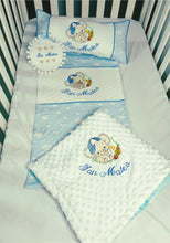 Load image into Gallery viewer, Crib Bedding Set Personalized/Crib Bedding Set Boy/ Birth Set/ Elephant Quilt/ Nursery /Nursery Set/Hoop Personalized/Blanket/Embroidery