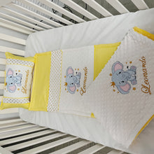 Load image into Gallery viewer, Elephant Crib Bedding Set/Crib Bedding Set Boy/ Birth Set/ Elephant Quilt/Boy / Personalized/Blanket/Embroidery