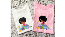 Load image into Gallery viewer, Little Mermaid T-shirt / Mermaid Birthday Shirt/DTF Printing T-shirt/Embroideries/ T-shirt Embroidery/ Embroideries/Girls T-shirts.