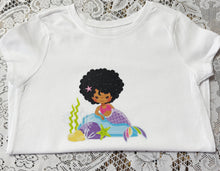 Load image into Gallery viewer, Little Mermaid T-shirt / Mermaid Birthday Shirt/DTF Printing T-shirt/Embroideries/ T-shirt Embroidery/ Embroideries/Girls T-shirts.