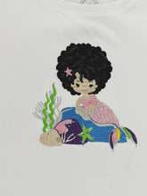Load image into Gallery viewer, Embroidery Afro Girl American Mermaid Birthday/Girl Shirt Mermaid Birthday T-shirt/Personalized