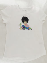 Load image into Gallery viewer, Embroidery Afro Girl American Mermaid Birthday/Girl Shirt Mermaid Birthday T-shirt/Personalized