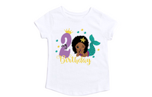 Load image into Gallery viewer, Afro American Mermaid Glitter Birthday Shirt Girl/Mermaid Birthday T-shirt