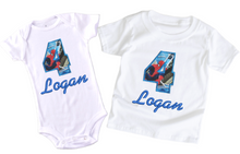 Load image into Gallery viewer, Spiderman Embroidery 4 birthday/Four Birthday/ Applique Embroidery/ /Spiderman/Boy Embroidery