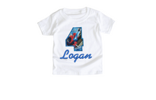 Load image into Gallery viewer, Spiderman Embroidery 4 birthday/Four Birthday/ Applique Embroidery/ /Spiderman/Boy Embroidery
