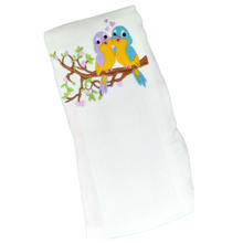 Load image into Gallery viewer, Burp Cloth Birds on the Branch Embroidered/Baby Accessories/ Burp Clothing Embroidered/Baby Shower/Baby Burp Cloth