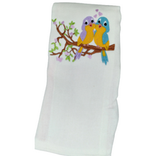 Load image into Gallery viewer, Burp Cloth Birds on the Branch Embroidered/Baby Accessories/ Burp Clothing Embroidered/Baby Shower/Baby Burp Cloth