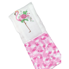 Load image into Gallery viewer, Baby Burp Cloth Flamingo Embroidered/Baby Accessories/ Burp Clothing / Personalized
