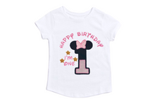 Load image into Gallery viewer, Mouse Ages Numbers/ I'm Ages Birthday/Minnie Numbers/Girl Number Birthday/Minnie T=shirts