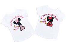 Load image into Gallery viewer, Mouse Ages Numbers/ I'm Ages Birthday/Minnie Numbers/Girl Number Birthday/Minnie T=shirts