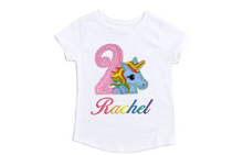 Load image into Gallery viewer, Unicorn Embroidery Girls Shirt/Unicorn Embroidery /Gils Clothing/Unicorn Birthday/T-shirt