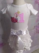 Load image into Gallery viewer, Flamingo Flowers Embroidery Design /Bodysuit/ Girl Embroidery/ 1st Birthday Bodysuit