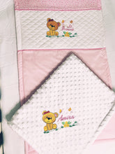 Load image into Gallery viewer, Baby Girl Bear Crib Bedding Set/Crib Bedding Set Girl/ Nursery Set/Bear Rattle/Blanket