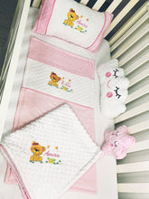 Load image into Gallery viewer, Baby Girl Bear Crib Bedding Set/Crib Bedding Set Girl/ Nursery Set/Bear Rattle/Blanket