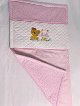 Load image into Gallery viewer, Baby Girl Bear Crib Bedding Set/Crib Bedding Set Girl/ Nursery Set/Bear Rattle/Blanket