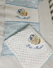 Load image into Gallery viewer, Crib Bedding Set Personalized/Crib Bedding Set Boy/ Birth Set/ Elephant Quilt/ Nursery /Nursery Set/Hoop Personalized/Blanket/Embroidery
