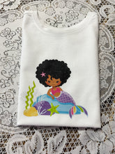 Load image into Gallery viewer, Little Mermaid T-shirt / Mermaid Birthday Shirt/DTF Printing T-shirt/Embroideries/ T-shirt Embroidery/ Embroideries/Girls T-shirts.
