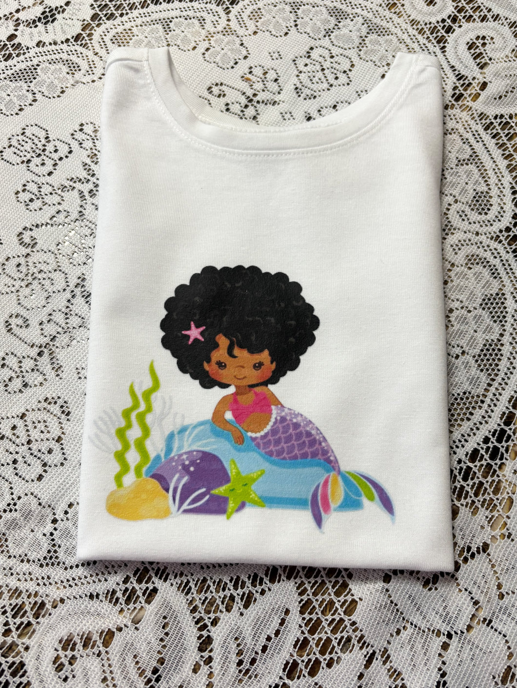 Little Mermaid T-shirt / Mermaid Birthday Shirt/DTF Printing T-shirt/Embroideries/ T-shirt Embroidery/ Embroideries/Girls T-shirts.