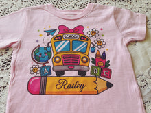 Load image into Gallery viewer, Back to School Custom Name Shirt/ T-shirt/Girl/School name/Girl T-shirt
