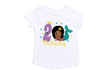 Load image into Gallery viewer, Afro American Mermaid Glitter Birthday Shirt Girl/Mermaid Birthday T-shirt
