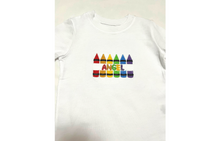 Load image into Gallery viewer, Colors Crayon Back School T-shirt White/Boys Crayon Shirt/Crayons Personalized
