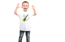 Load image into Gallery viewer, I Rock Music Applicate Embroidery T-shirt/Onesie/Bodysuit/Birthday T-shirt/Happy Birthday/Kids Clothing/Boy Clothing/T-shirt/Embroidery
