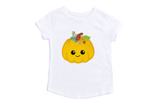 Load image into Gallery viewer, Pumpkin with Pretty Flower Girl Shirt/Thanksgiving Pumpkin Toddler Tee Shirt/Girl/ Embroidered
