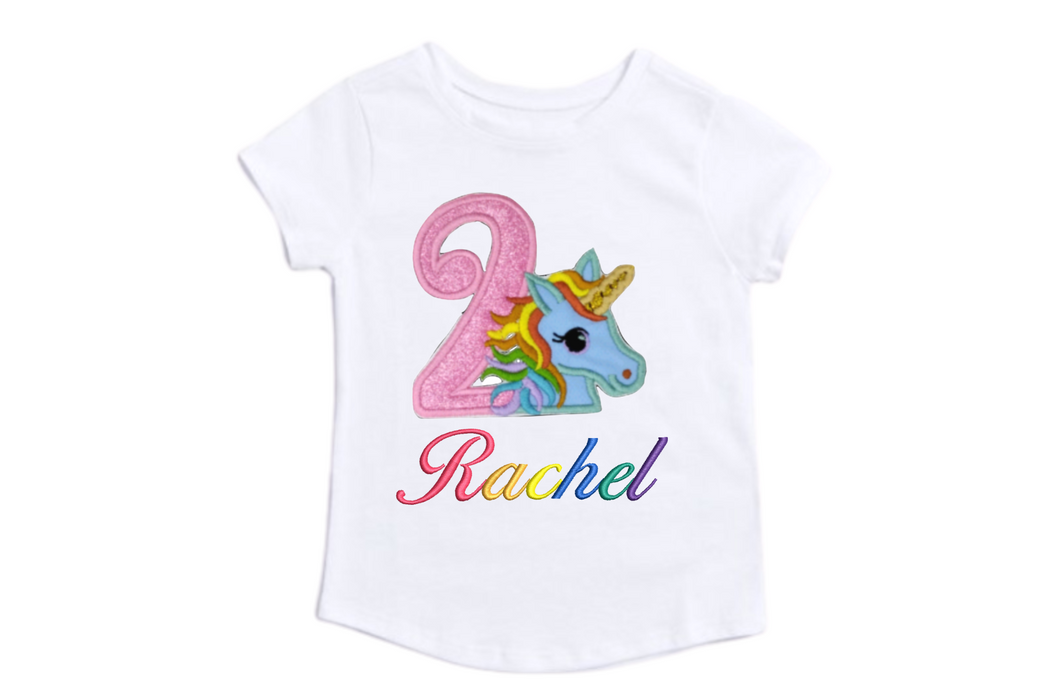 Unicorn Embroidery  Girls Shirt/Unicorn Embroidery /Gils Clothing/Unicorn Birthday/T-shirt