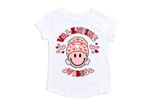 Load image into Gallery viewer, Girl&#39;s Valentines Day Shirt | Valentine Vibes Shirt | Smiley Face Toddler Valentine Shirt, Kids Valentine&#39;s Day Shirt, Retro Shirt
