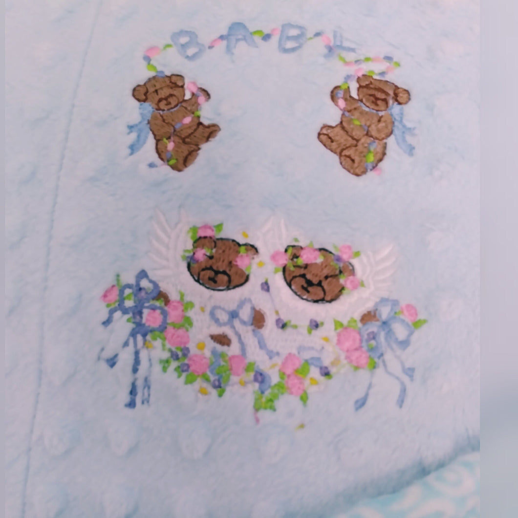 Baby Bear Blanket Embroidery Blue/Blanket/Baby Boy Blanket/Newborn Blanket/Personalized