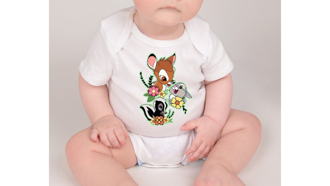 Bambi and Friends Inspired /Bambi and Friends between flowers   Bambi Bodysuit