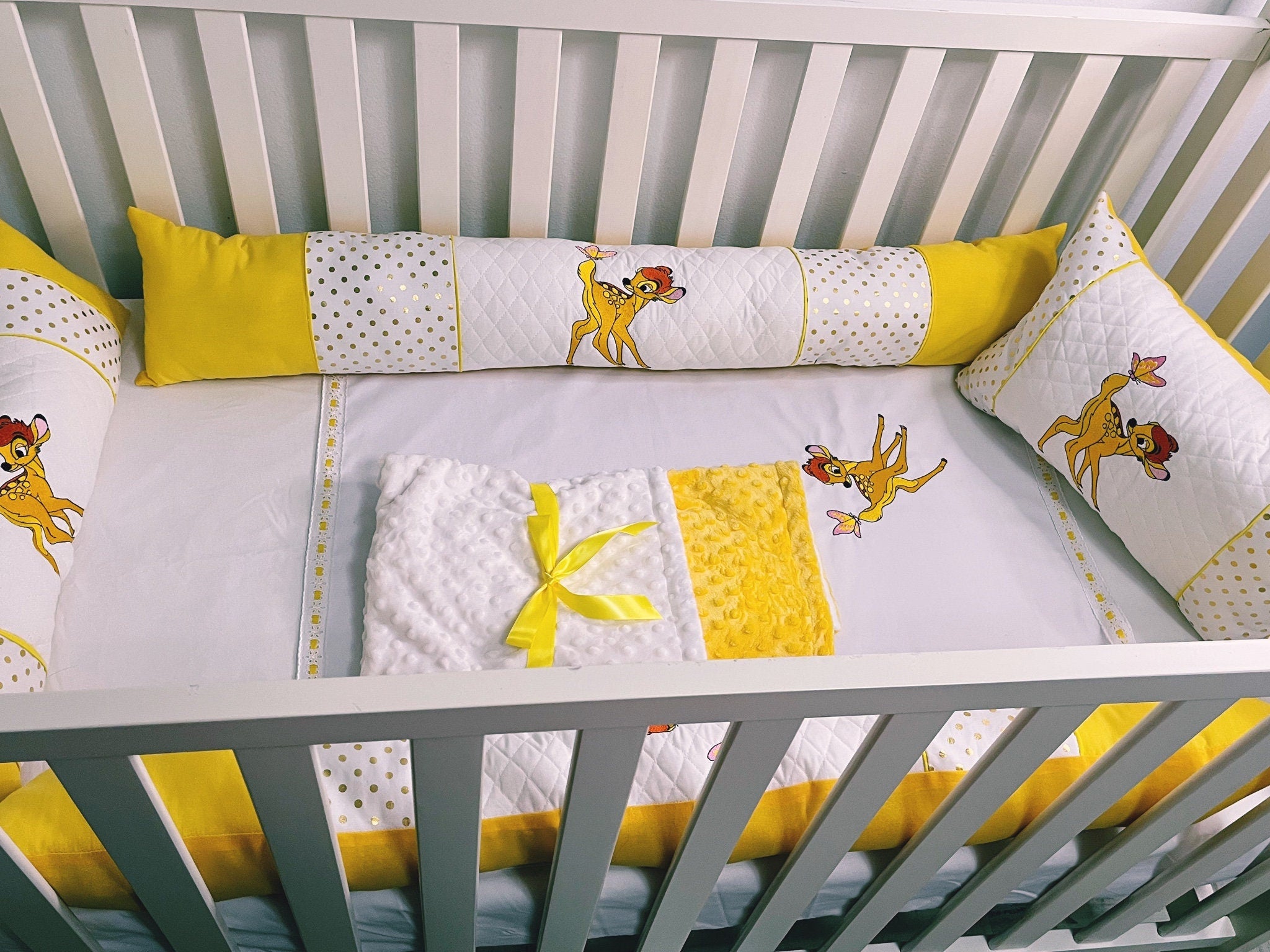 Bambi Crib Bedding Set/ Embroidered Crib Bedding Set / Nursery Set/Bam –  KidsEasyDesigns, image size:2048x1535