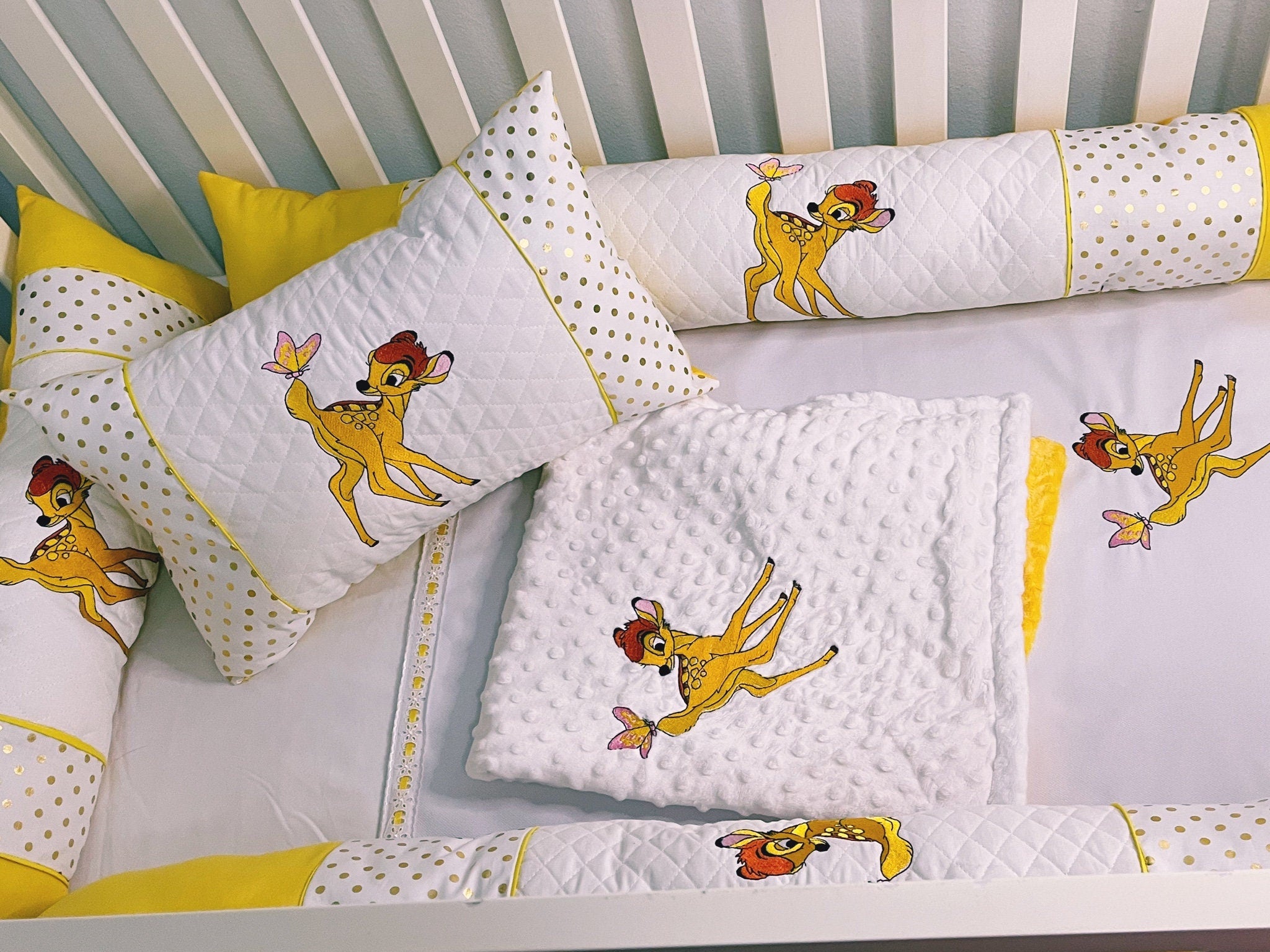 Bambi Crib Bedding Set Embroidered Crib Bedding Set Nursery Set Bam KidsEasyDesigns